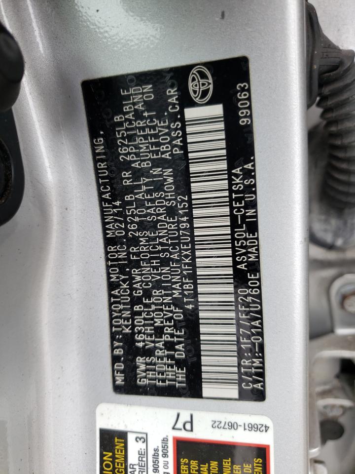 Photo 10 from auction – 2014 TOYOTA CAMRY L with VIN 4T1BF1FKXEU794152