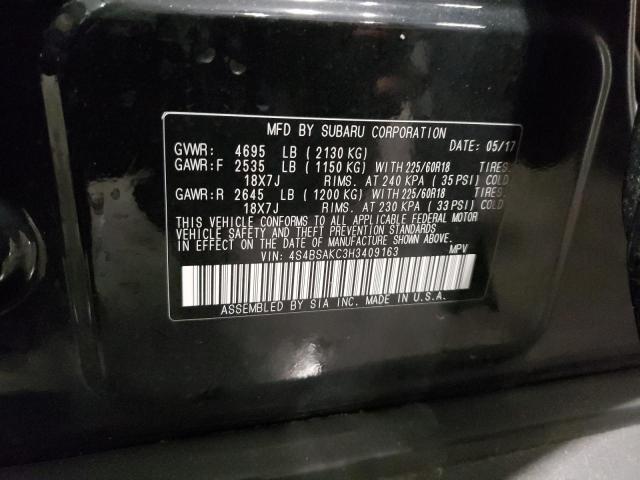 Photo 10 from auction – 2017 SUBARU OUTBACK 2. with VIN 4S4BSAKC3H3409163