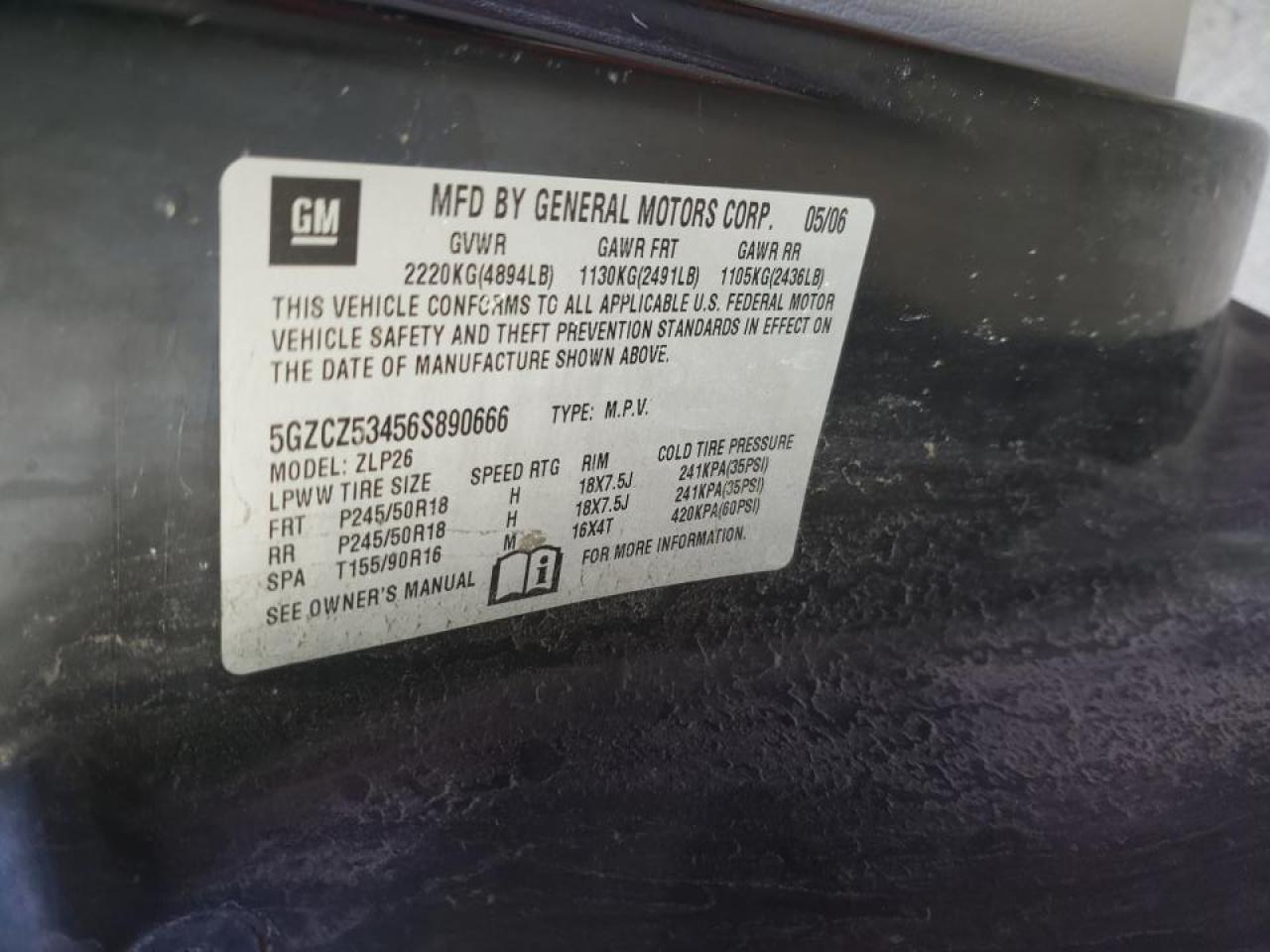 Photo 10 from auction – 2006 SATURN VUE with VIN 5GZCZ53456S890666