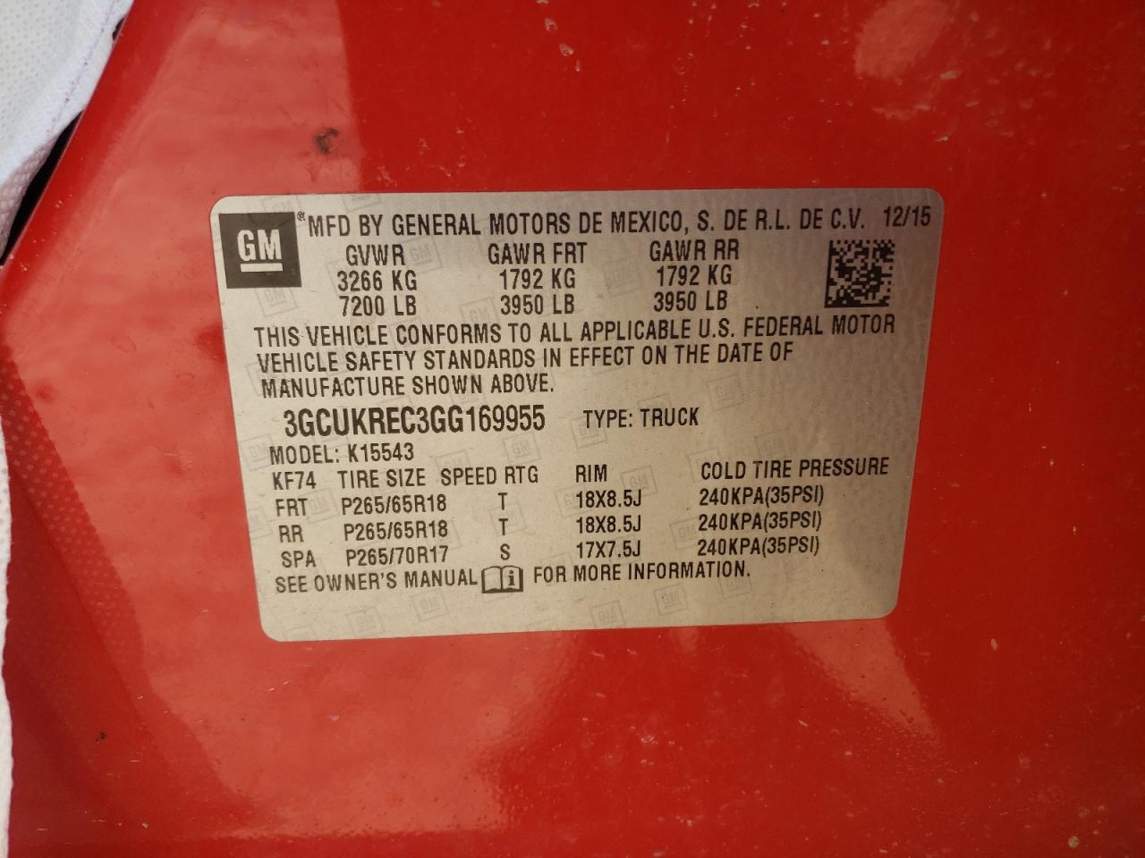 Zdjęcie 10 z aukcji – 2016 CHEVROLET SILVERADO z VIN 3GCUKREC3GG169955