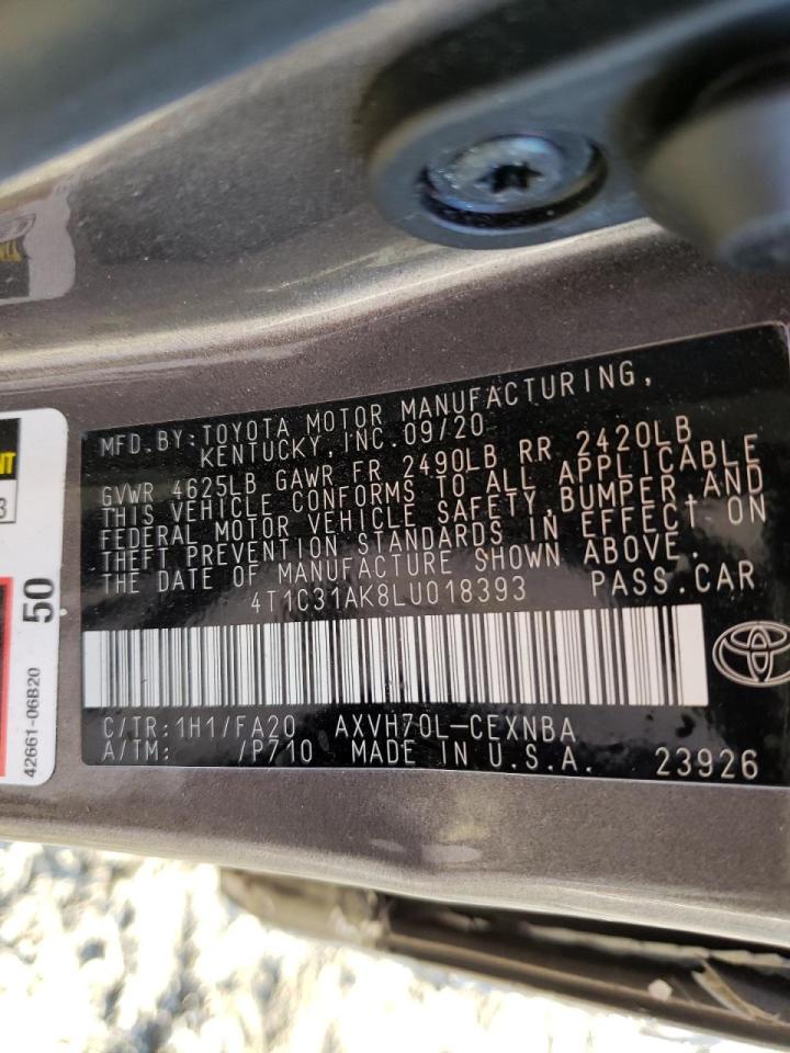 Photo 10 from auction – 2020 TOYOTA CAMRY LE with VIN 4T1C31AK8LU018393