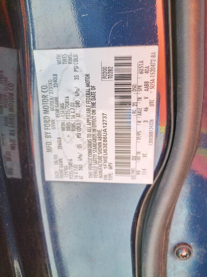 Photo 10 from auction – 2006 FORD EXPLORER X with VIN 1FMEU63E86UA12737