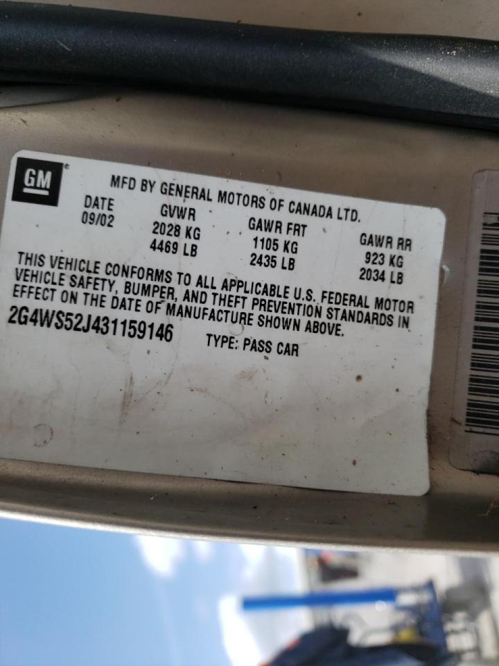 Photo 10 from auction – 2003 BUICK CENTURY CU with VIN 2G4WS52J431159146