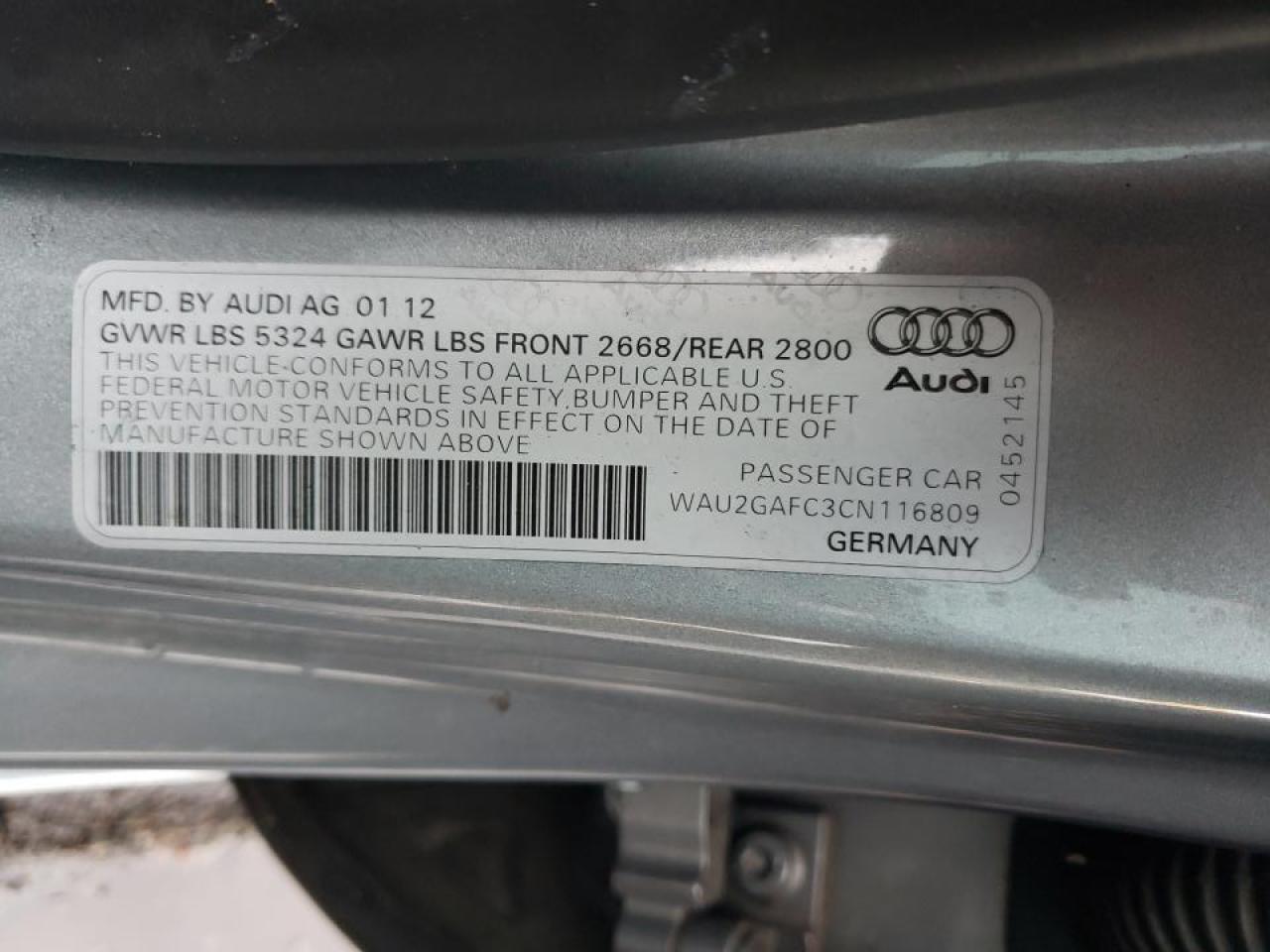 Photo 10 from auction – 2012 AUDI A7 PRESTIG with VIN WAU2GAFC3CN116809