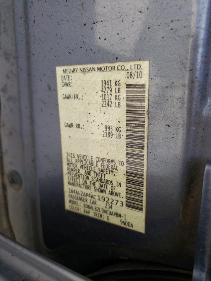 Photo 10 from auction – 2010 NISSAN ALTIMA BAS with VIN 1N4AL2AP4AC192273