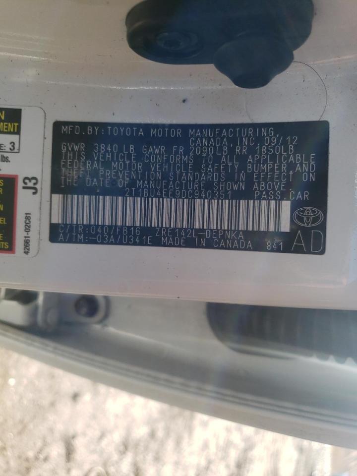 Photo 10 from auction – 2013 TOYOTA COROLLA BA with VIN 2T1BU4EE9DC940351