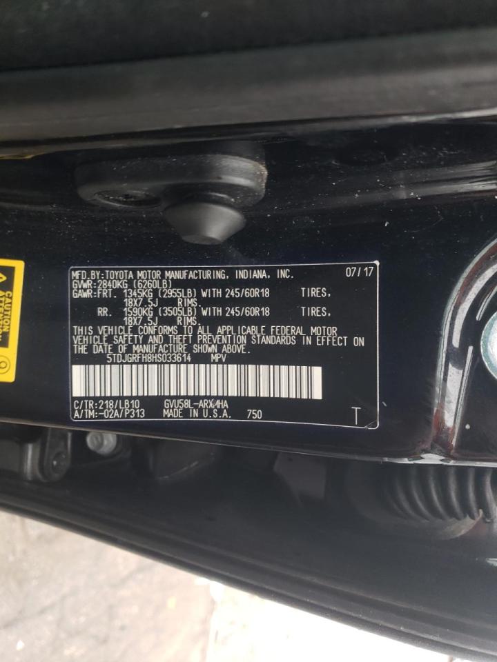 Photo 10 from auction – 2017 TOYOTA HIGHLANDER with VIN 5TDJGRFH8HS033614