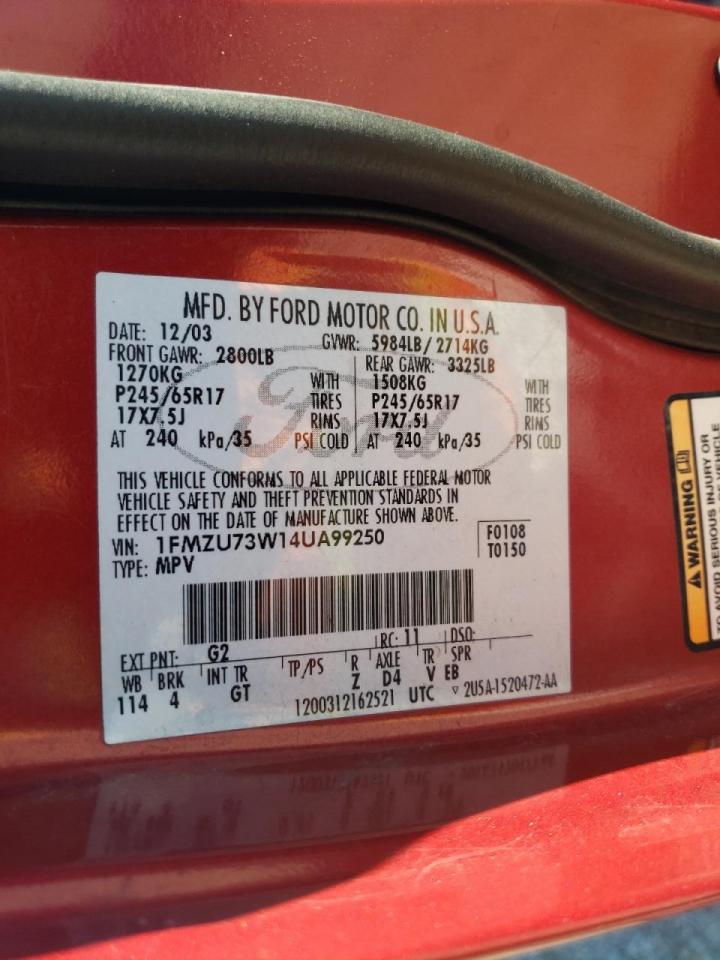 Photo 10 from auction – 2004 FORD EXPLORER X with VIN 1FMZU73W14UA99250