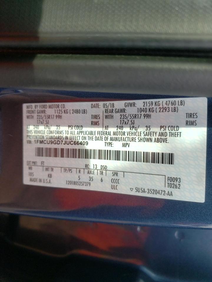 Photo 10 from auction – 2018 FORD ESCAPE SE with VIN 1FMCU9GD7JUC66409