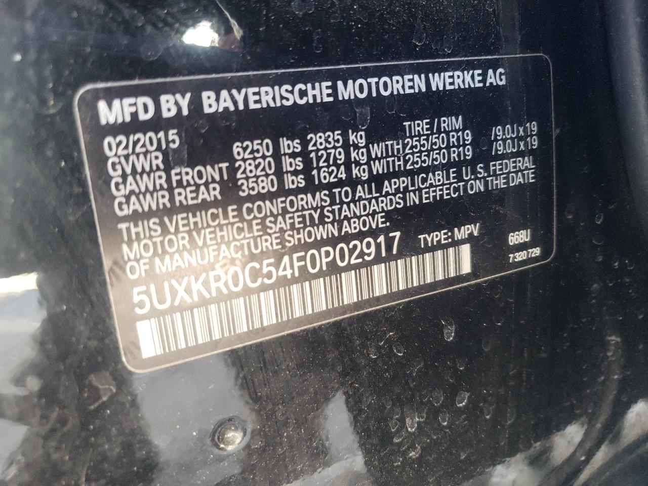 Photo 10 from auction – 2015 BMW X5 XDRIVE3 with VIN 5UXKR0C54F0P02917