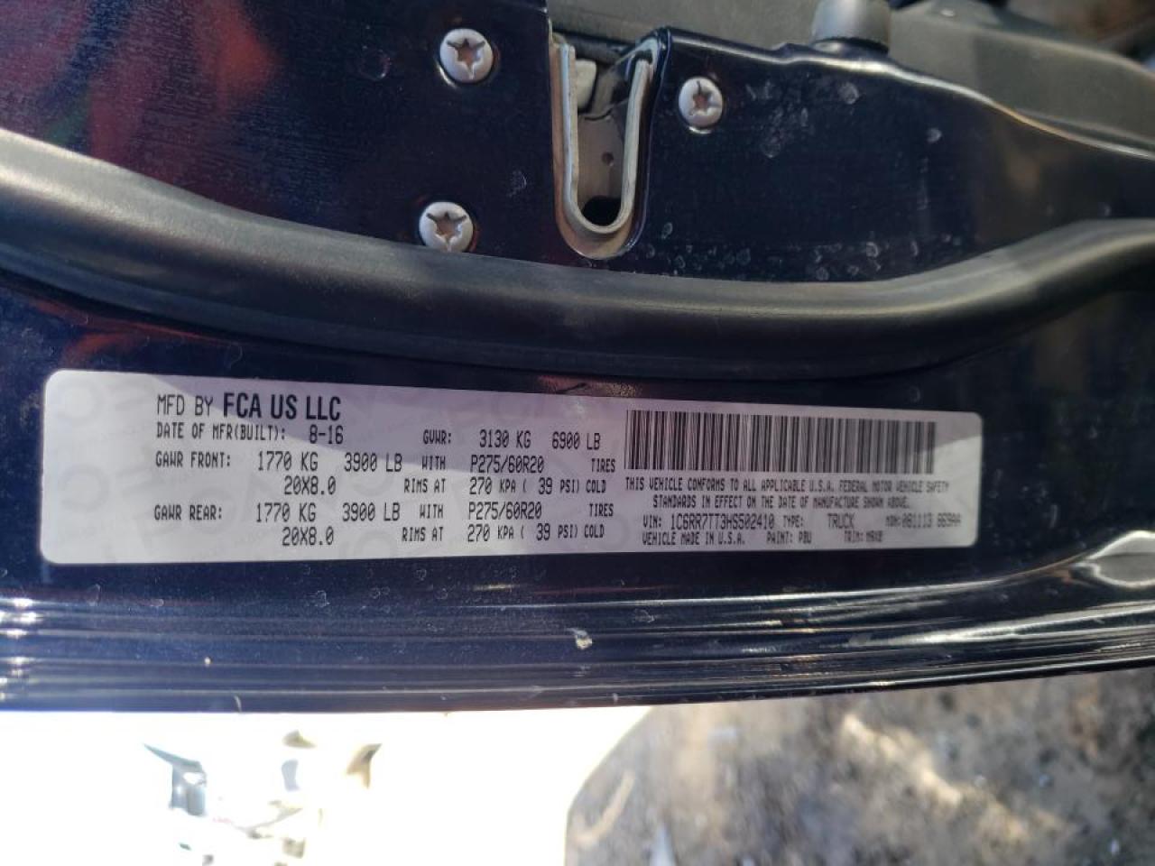 Photo 10 from auction – 2017 RAM 1500 SLT with VIN 1C6RR7TT3HS502410