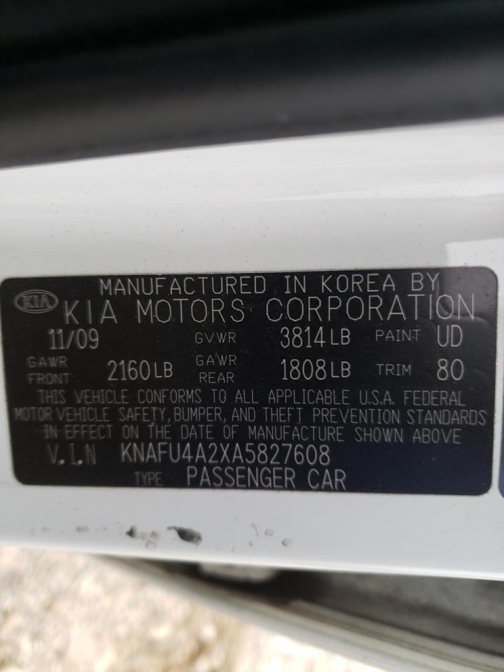 Photo 10 from auction – 2010 KIA FORTE EX with VIN KNAFU4A2XA5827608
