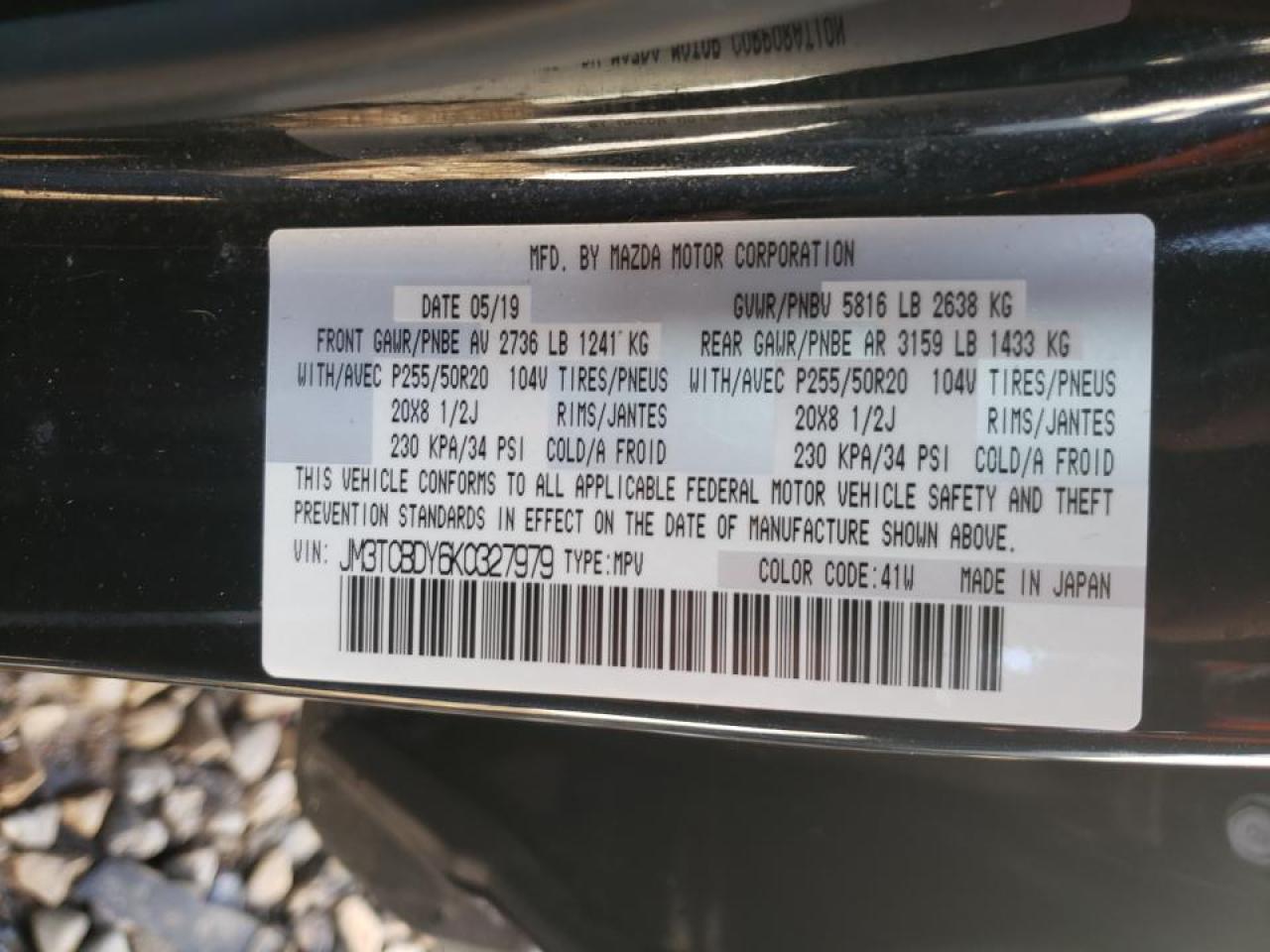 Photo 10 from auction – 2019 MAZDA CX-9 GRAND with VIN JM3TCBDY6K0327979