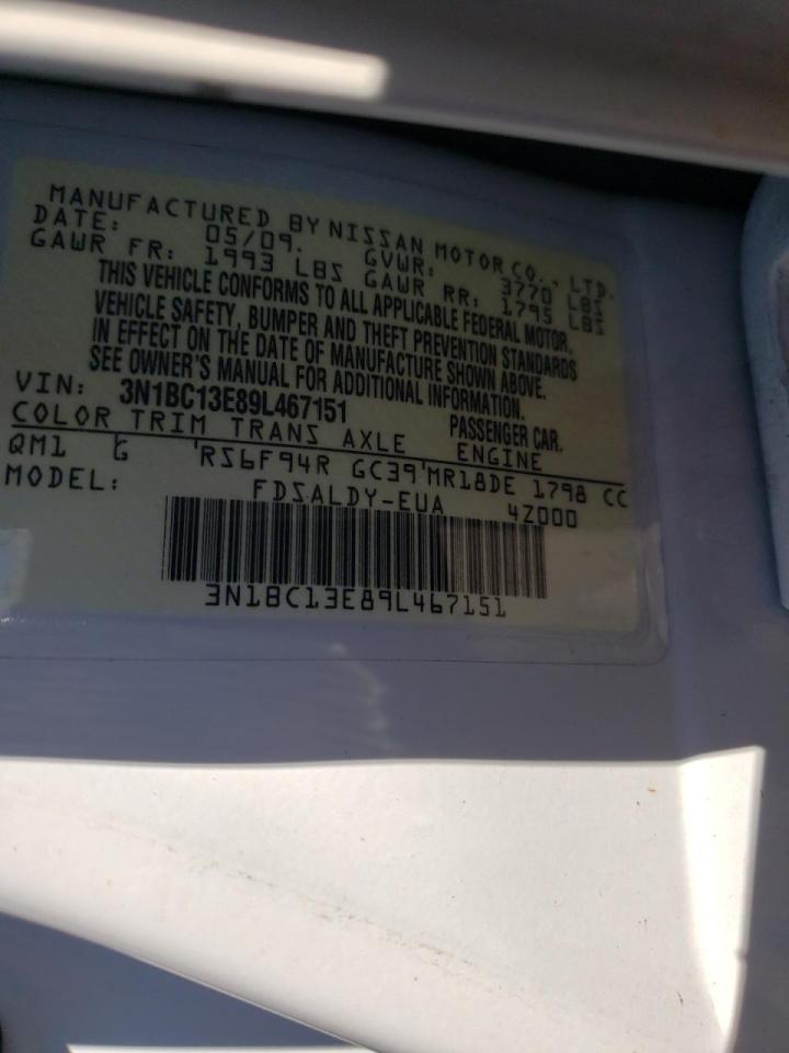 Photo 10 from auction – 2009 NISSAN VERSA S with VIN 3N1BC13E89L467151