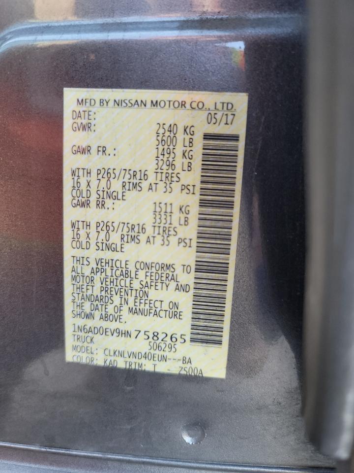 Photo 10 from auction – 2017 NISSAN FRONTIER S with VIN 1N6AD0EV9HN758265