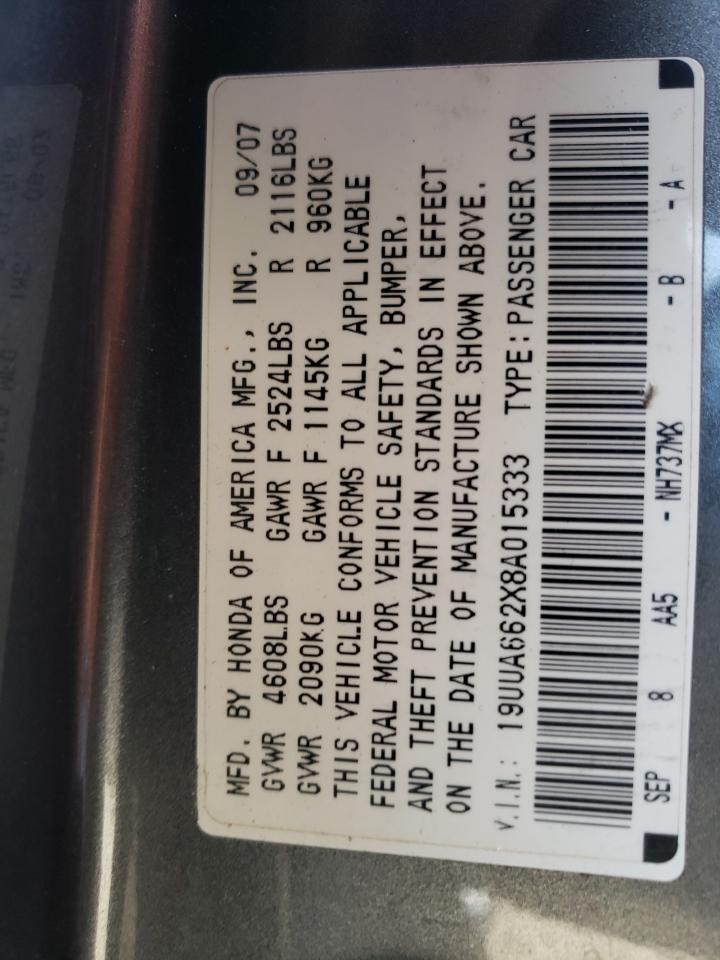 Photo 10 from auction – 2008 ACURA TL with VIN 19UUA662X8A015333