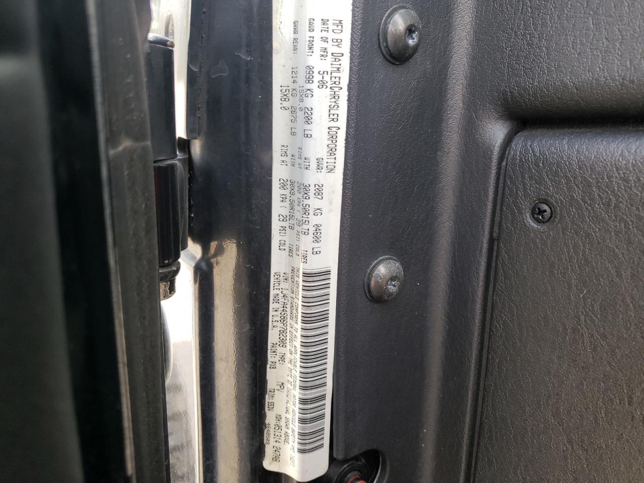 Photo 10 from auction – 2006 JEEP WRANGLER / with VIN 1J4FA44S86P782309