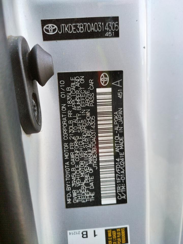 Photo 10 from auction – 2010 SCION TC with VIN JTKDE3B70A0314305