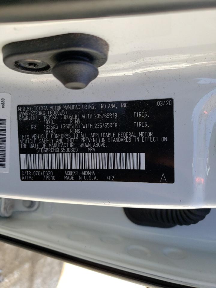 Photo 10 from auction – 2020 TOYOTA HIGHLANDER with VIN 5TDGBRCH6LS500809