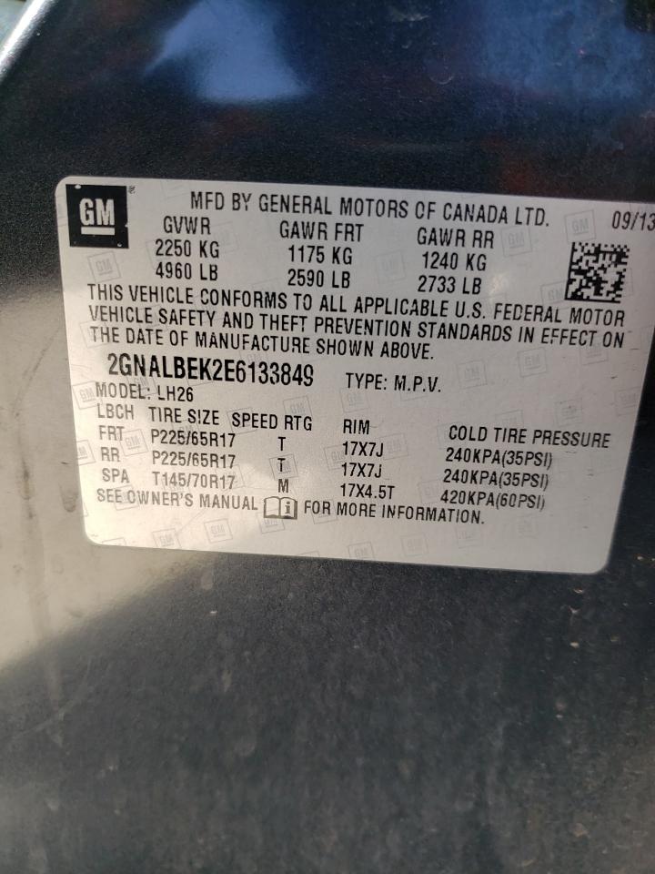 Photo 10 from auction – 2014 CHEVROLET EQUINOX LT with VIN 2GNALBEK2E6133849