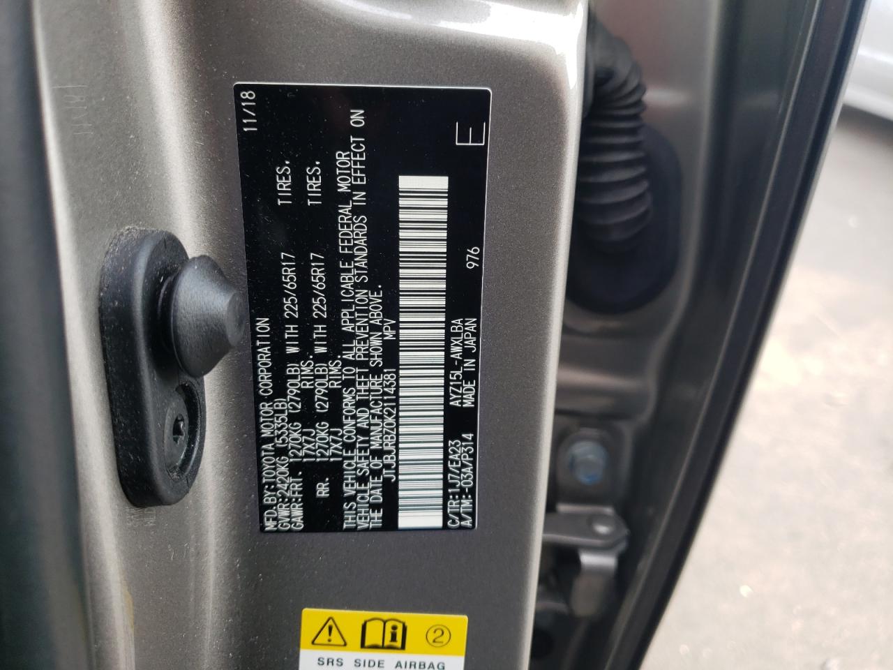 Photo 10 from auction – 2019 LEXUS NX 300H with VIN JTJBJRBZ0K2114381