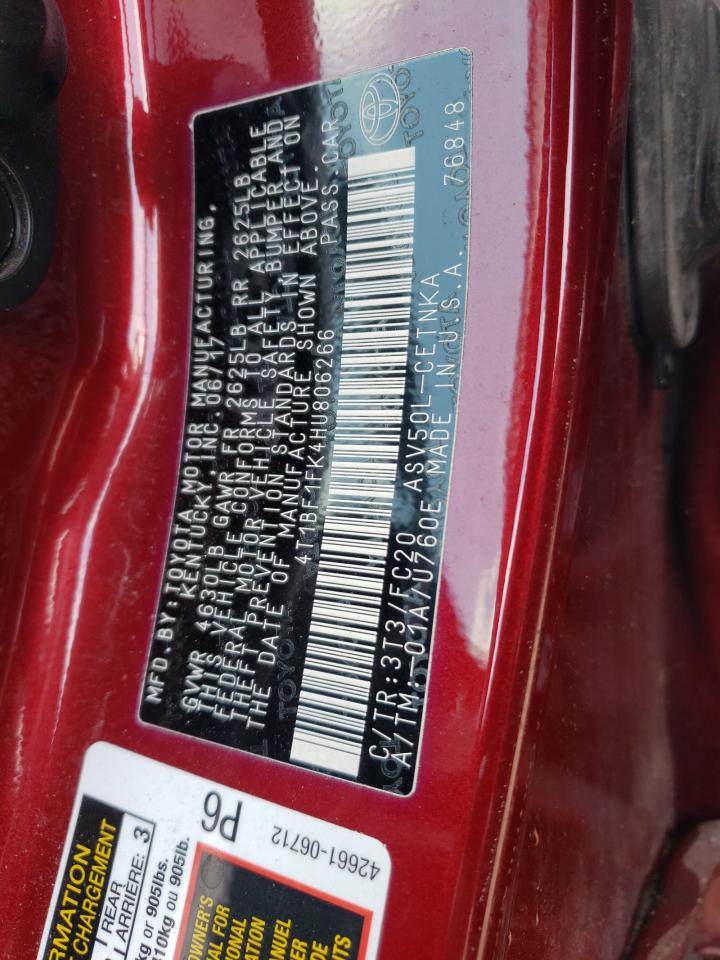 Photo 10 from auction – 2017 TOYOTA CAMRY LE with VIN 4T1BF1FK4HU806266