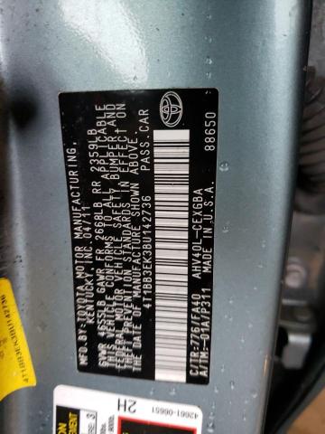 Photo 10 from auction – 2011 TOYOTA CAMRY HYBR with VIN 4T1BB3EK3BU142736