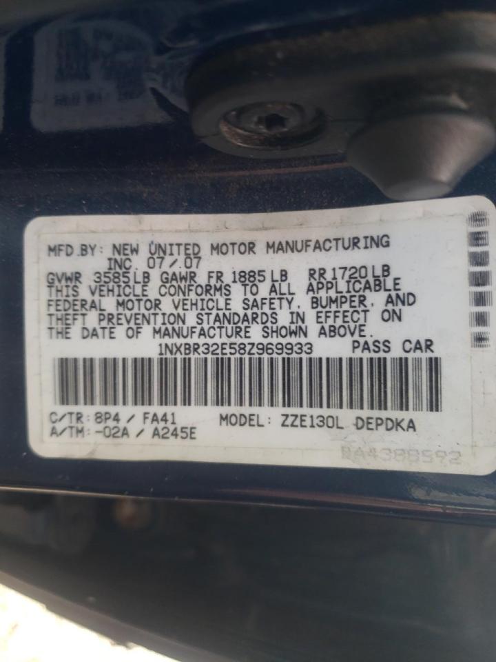Photo 10 from auction – 2008 TOYOTA COROLLA CE with VIN 1NXBR32E58Z969933