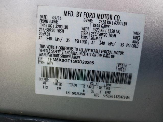 Photo 10 from auction – 2016 FORD EXPLORER S with VIN 1FM5K8GT1GGD28295