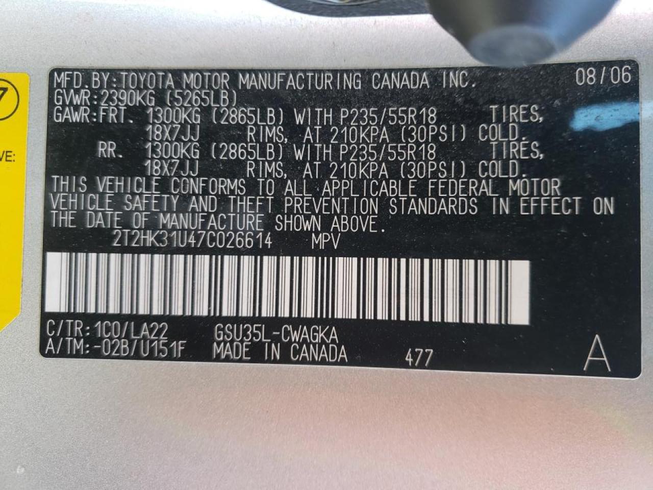 Photo 10 from auction – 2007 LEXUS RX 350 with VIN 2T2HK31U47C026614