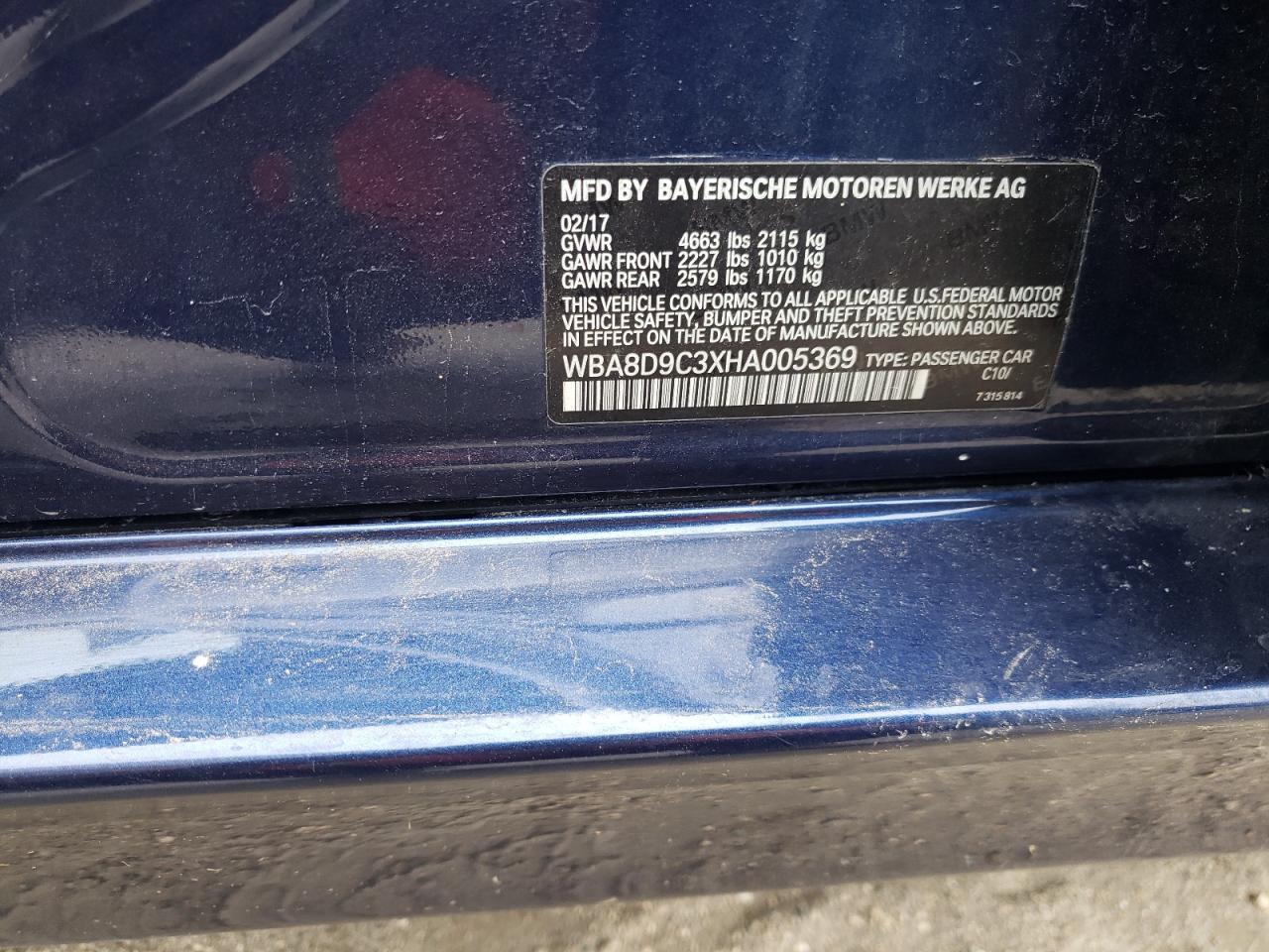 Photo 10 from auction – 2017 BMW 330 XI with VIN WBA8D9C3XHA005369