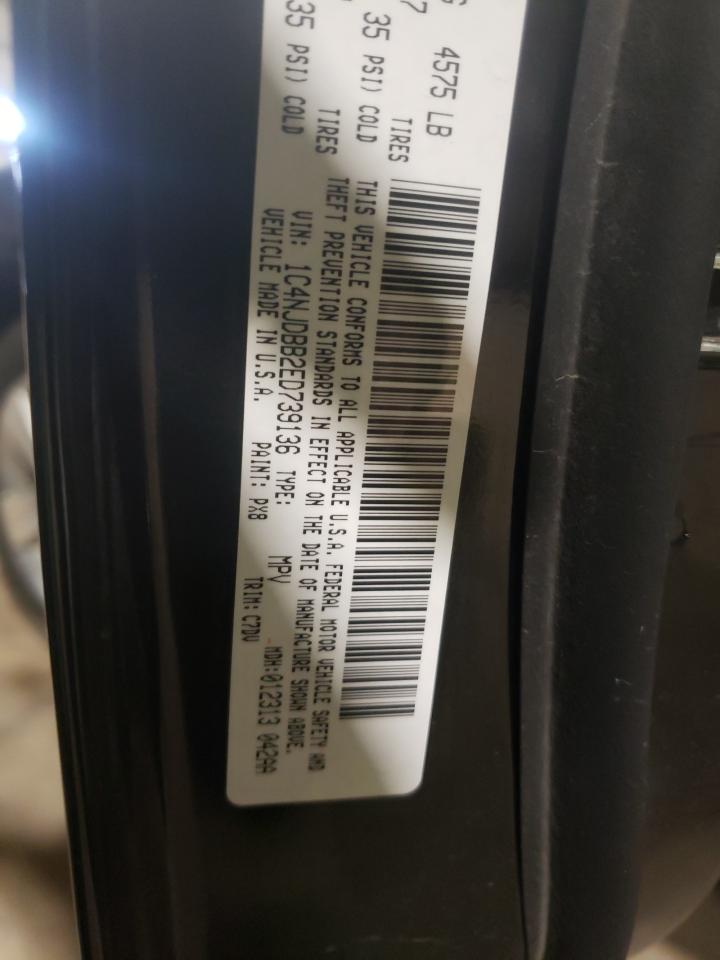 Photo 10 from auction – 2014 JEEP COMPASS SP with VIN 1C4NJDBB2ED739136