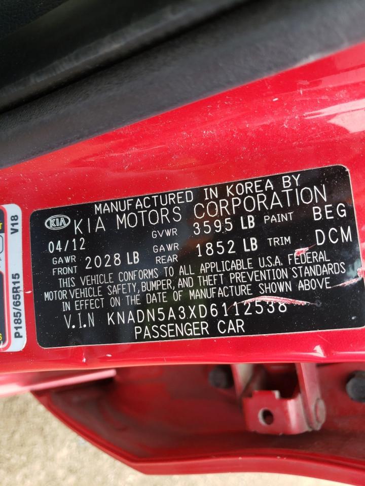 Photo 10 from auction – 2013 KIA RIO EX with VIN KNADN5A3XD6112538