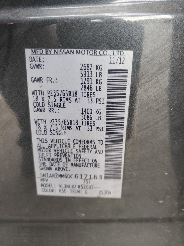Photo 10 from auction – 2013 NISSAN PATHFINDER with VIN 5N1AR2MM6DC617163