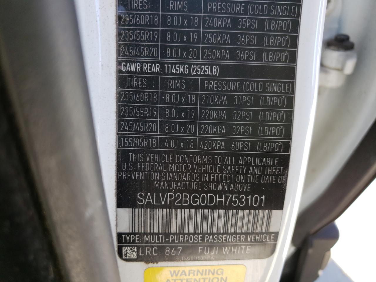 Photo 10 from auction – 2013 LAND ROVER RANGE ROVE with VIN SALVP2BG0DH753101