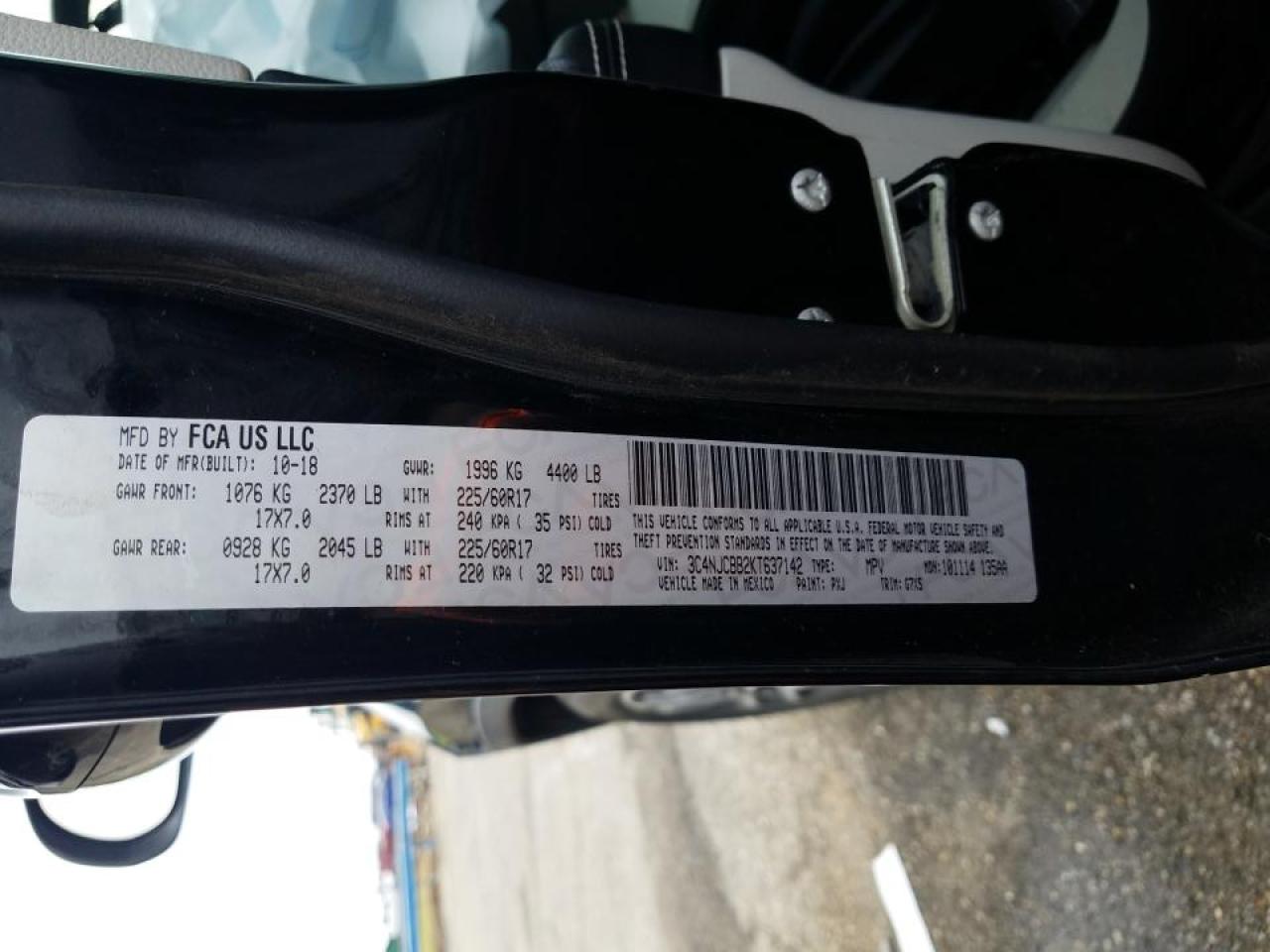 Photo 10 from auction – 2019 JEEP COMPASS LA with VIN 3C4NJCBB2KT637142