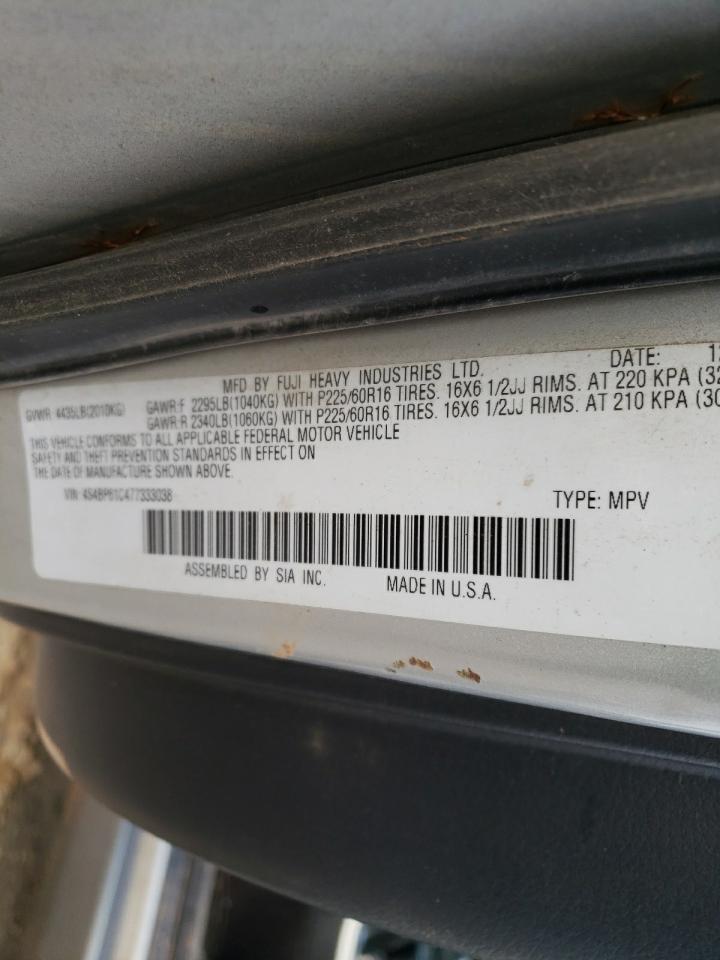 Photo 10 from auction – 2007 SUBARU LEGACY OUT with VIN 4S4BP61C477333038