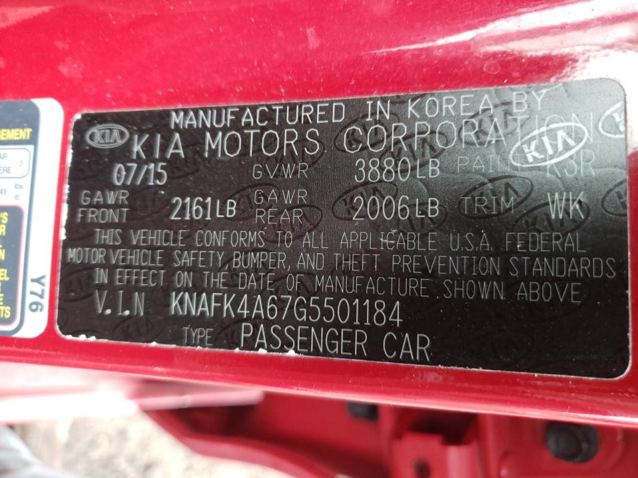 Photo 10 from auction – 2016 KIA FORTE LX with VIN KNAFK4A67G5501184