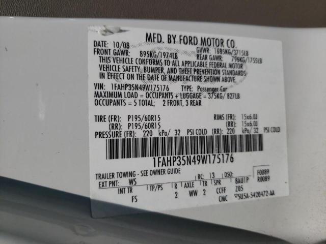 Photo 10 from auction – 2009 FORD FOCUS SE with VIN 1FAHP35N49W175176
