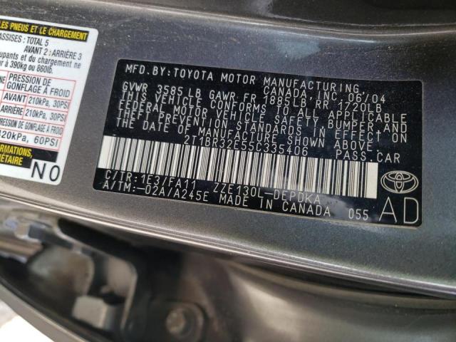 Photo 10 from auction – 2005 TOYOTA COROLLA with VIN 2T1BR32E55C335406