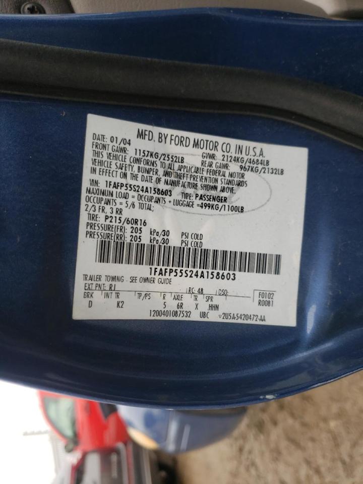 Photo 10 from auction – 2004 FORD TAURUS SES with VIN 1FAFP55S24A158603