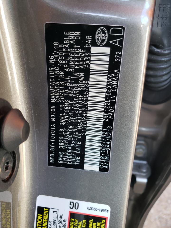 Photo 10 from auction – 2018 TOYOTA COROLLA L with VIN 2T1BURHE7JC105739