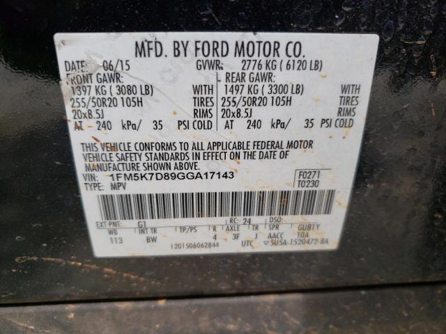 Photo 10 from auction – 2016 FORD EXPLORER X with VIN 1FM5K7D89GGA17143