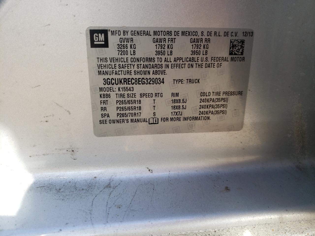 Photo 10 from auction – 2014 CHEVROLET SILVERADO with VIN 3GCUKREC8EG329034