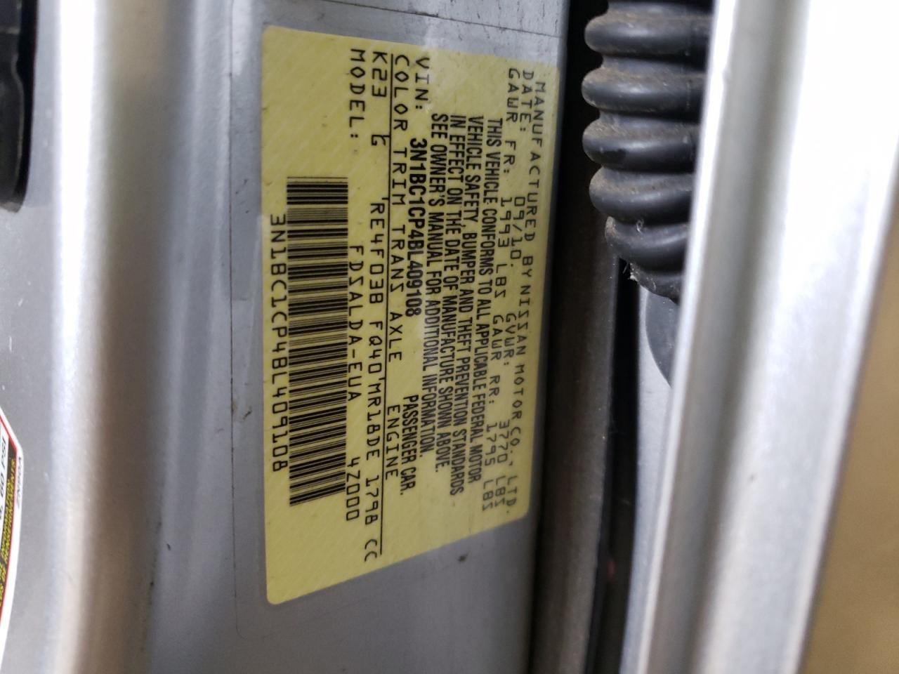 Photo 10 from auction – 2011 NISSAN VERSA S with VIN 3N1BC1CP4BL409108