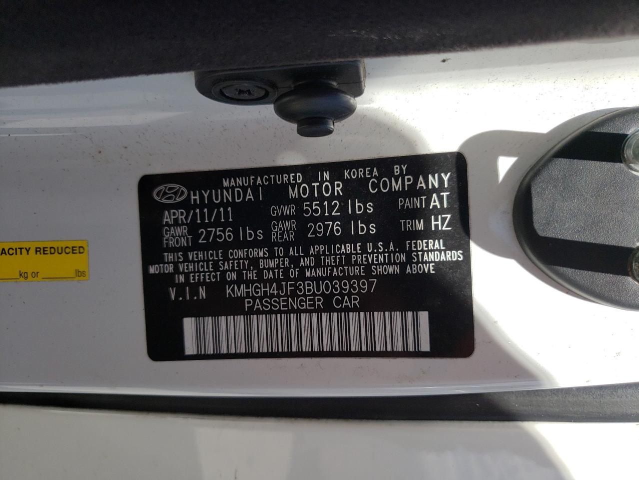 Photo 10 from auction – 2011 HYUNDAI EQUUS SIGN with VIN KMHGH4JF3BU039397