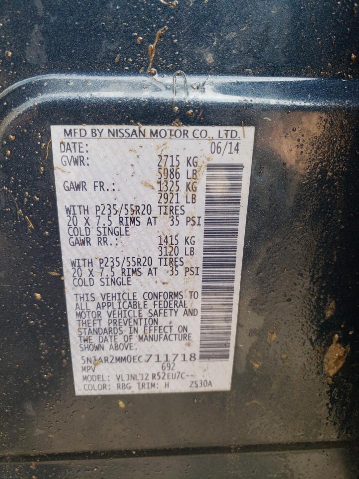 Photo 10 from auction – 2014 NISSAN PATHFINDER with VIN 5N1AR2MM0EC711718