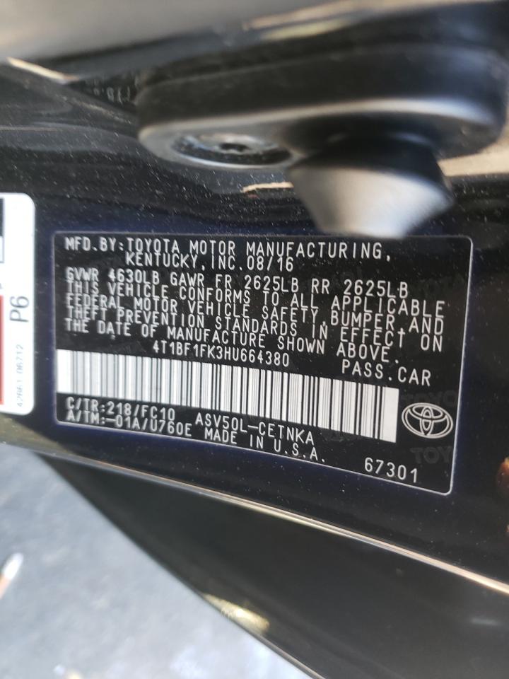 Photo 10 from auction – 2017 TOYOTA CAMRY LE with VIN 4T1BF1FK3HU664380
