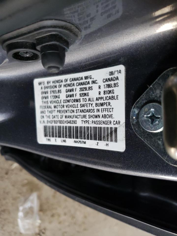 Photo 10 from auction – 2014 HONDA CIVIC EX with VIN 2HGFB2F83EH546390