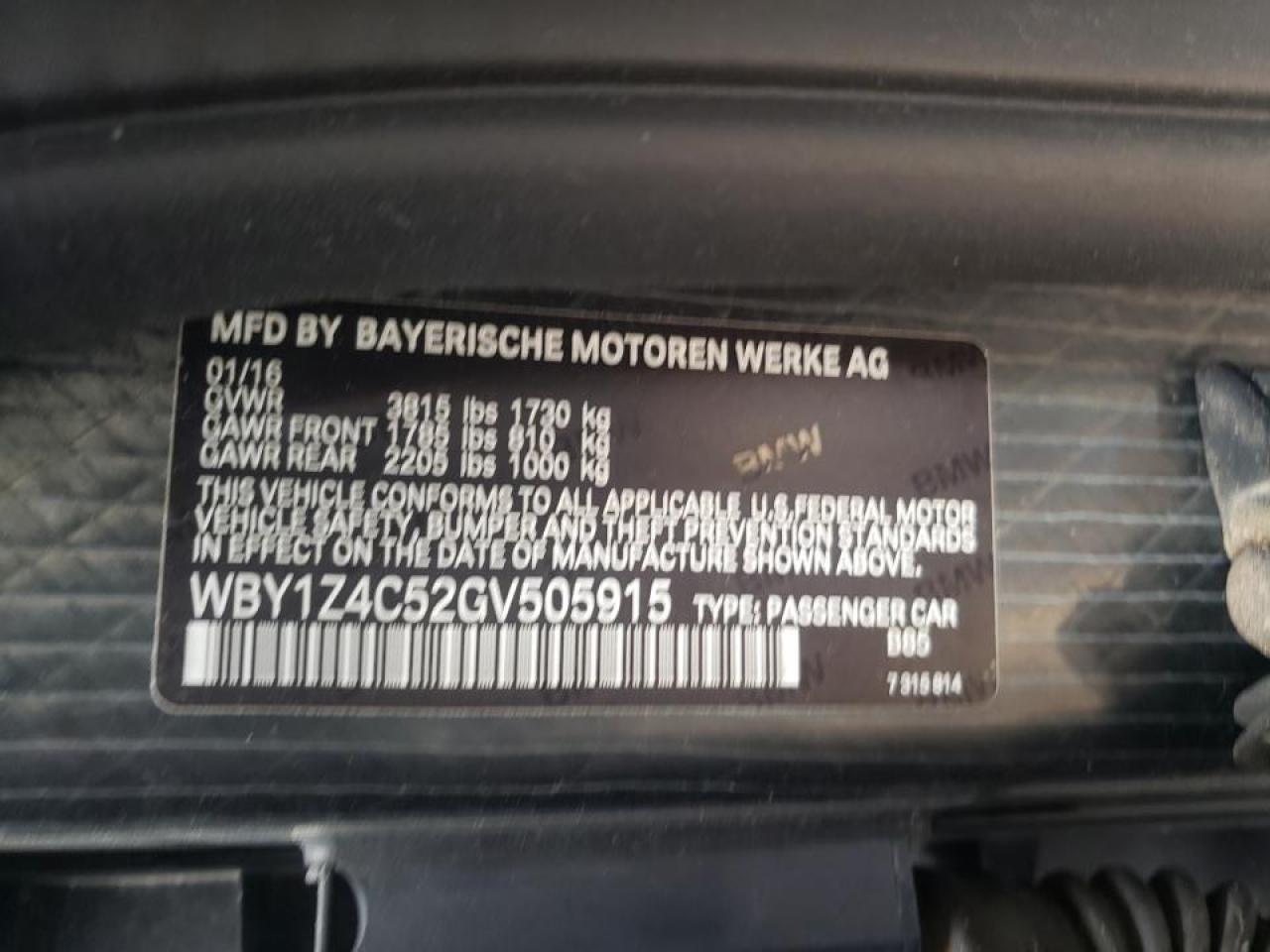 Photo 10 from auction – 2016 BMW I3 REX with VIN WBY1Z4C52GV505915